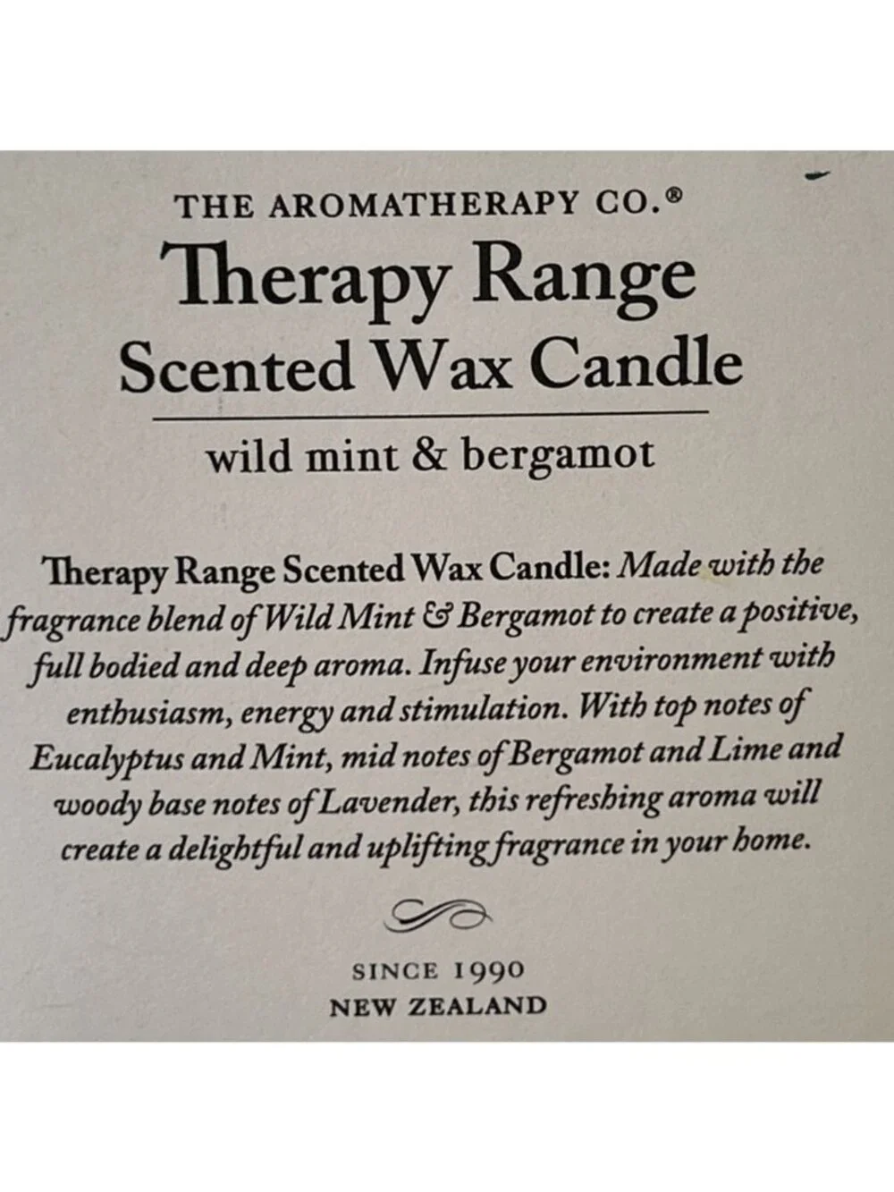 The Aromatherapy Co THERAPY RANGE Scented Wax Candle Wild Mint & Bergamot 9.2 oz